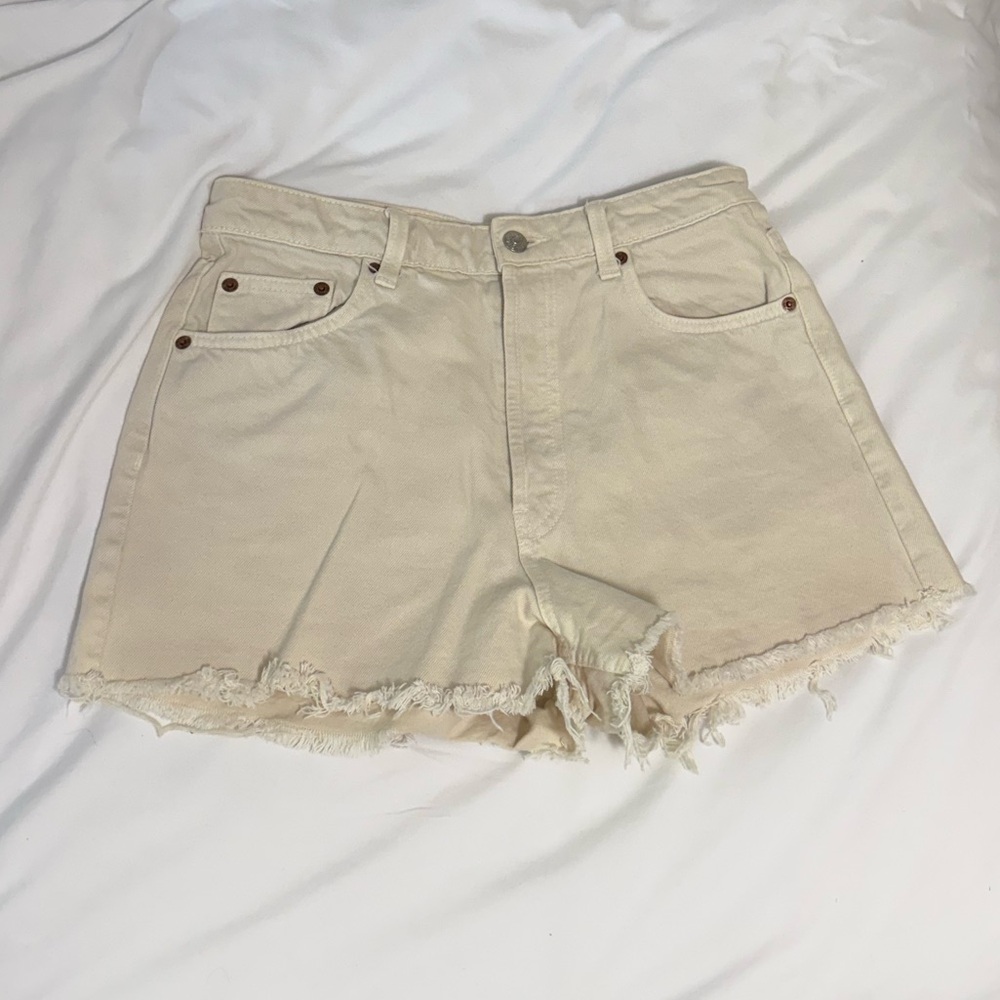Zara Cream Jean Shorts High-Waisted